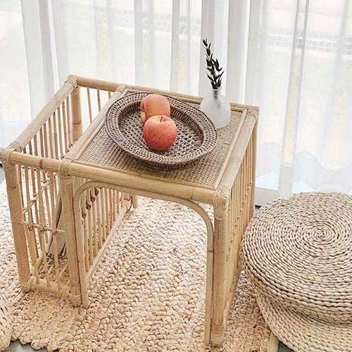 Miniatura 3 de Mesa de Centro - Mesa de centro pequeña de ratán de estilo japonés, mesa auxiliar de almacenamiento de tatami, mesa auxiliar para sala de estar,