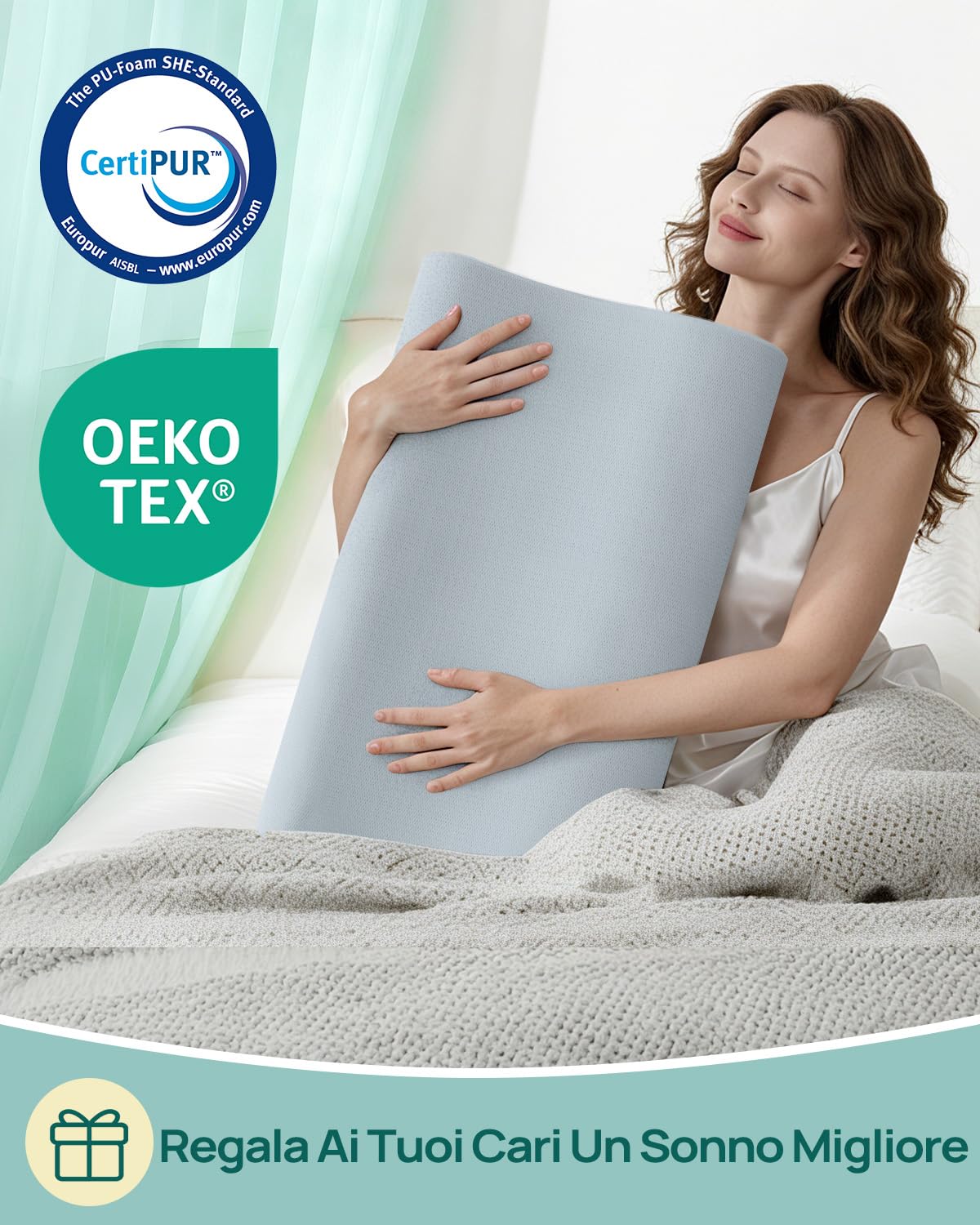 Releep Cuscino Cervicale per Chi Dorme di Lato, Cuscino Ergonomico in Memory Foam al Gel Regolabile, Cuscino Sagomato per un Sonno Ristoratore