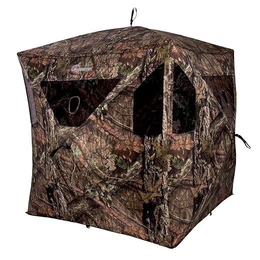 Ameristep Brickhouse 3-Person Easy Set-Up Low-Noise Hunting Camouflage Ground Blind, Mossy Oak Break Up Country