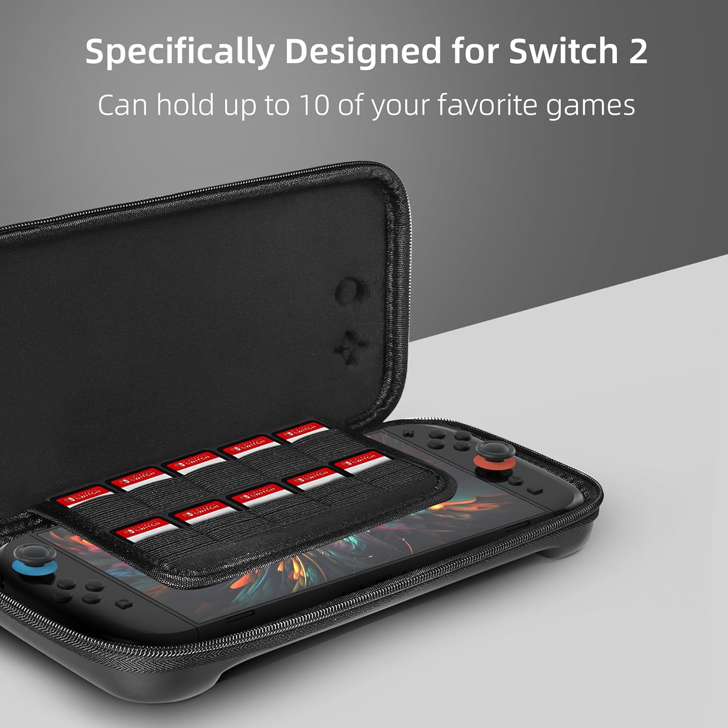 Slim Hard Shell Travel Case for Nintendo Switch 2 (2025) – Thin Protective Pouch with Accessories Storage Pocket & Game Card Holders - Image 3