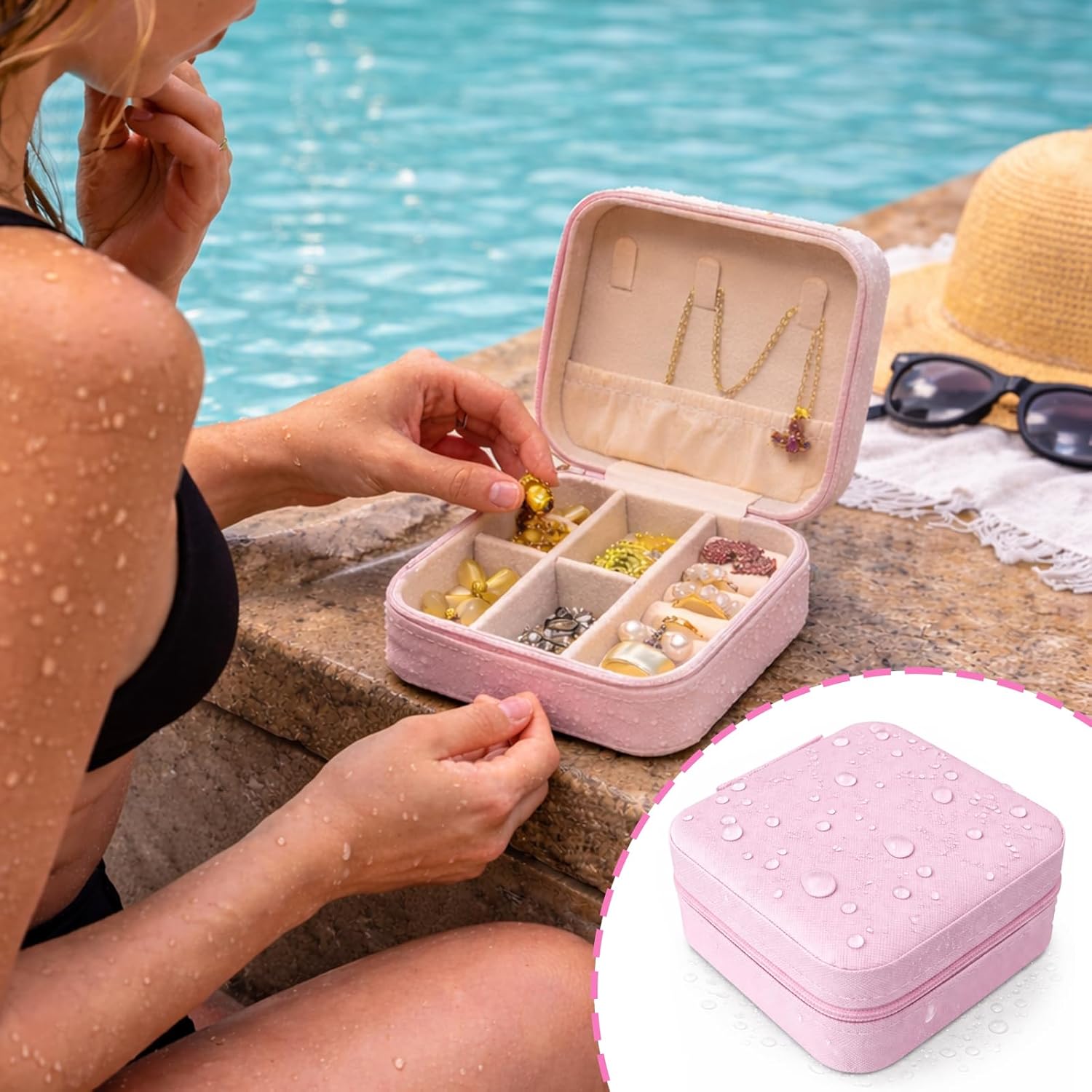 Travel Jewelry Case Bulk, 10 Pcs Leather Bridesmaid Jewelry Box, Blank Surface for DIY, Tangle-Free Storage for Earrings, Rings & Necklaces, Perfect for Party Favors & Group Gifts (Pink)