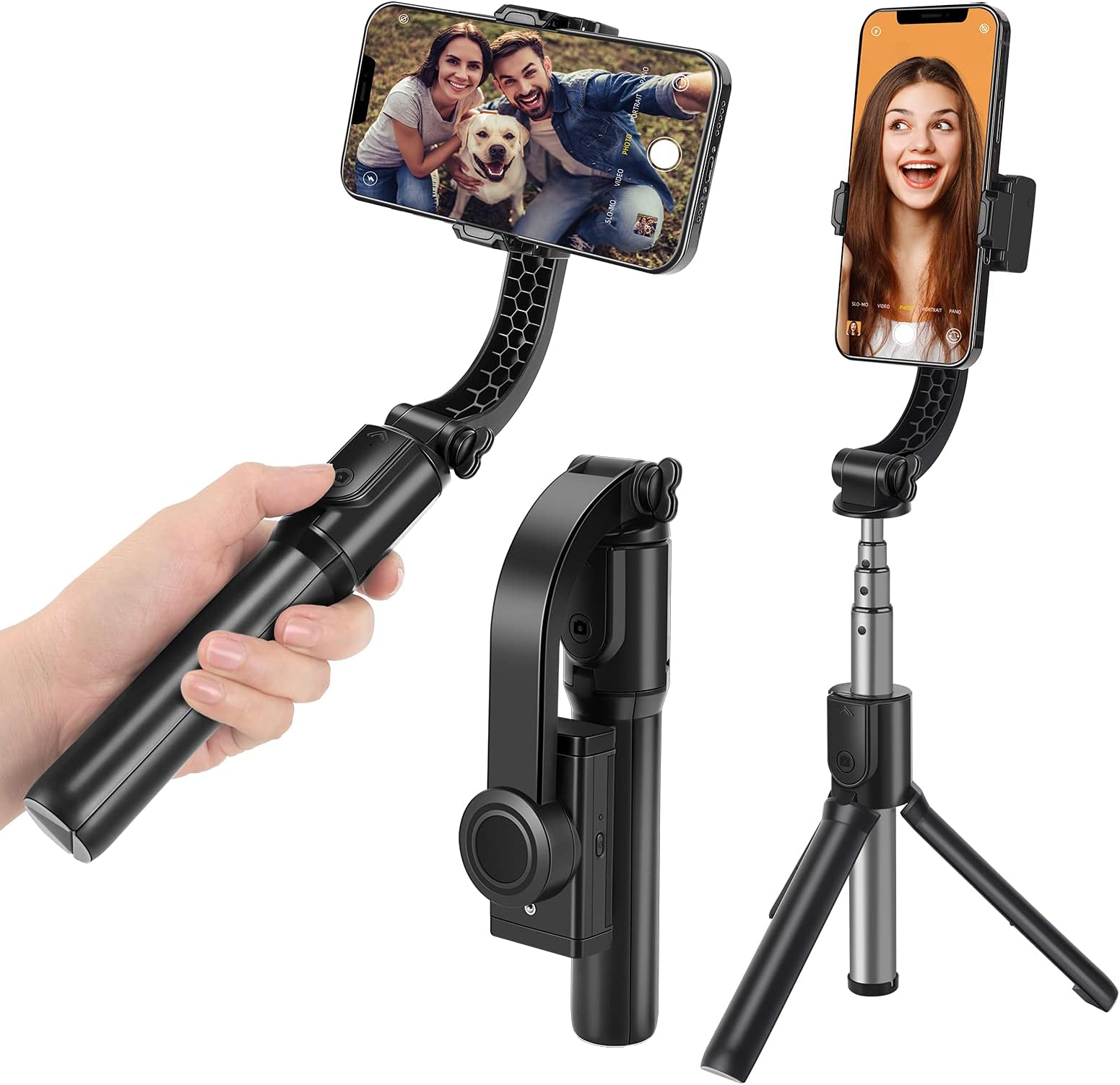 Gimbal Stabilizer with Extendable Selfie Stick Tripod,Bluetooth Wireless Remote and Phone Video Stabilizer Handheld, The Smartphone Gimbal Suit for iPhone,Samsung,Android Phone