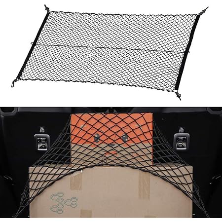 Amazon 荷物 ネット カーゴネット トランクネット 車用ラゲッジネット 荷崩れ防止 荷物固定 伸縮性 荷物の固定や収納に便利セダン 取付位置自由で ワンボックスなど 高伸縮性 アウトドア用品 簡単設置 旅行 車内泊 多用途 100センチ 70センチ キャリアアクセサリ