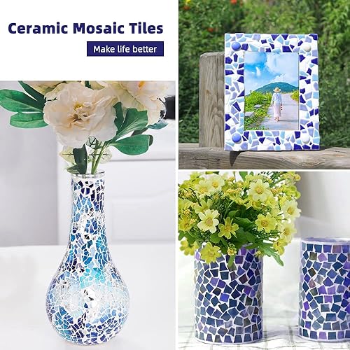 Miniatura 6 de VIOCIWUO Azulejos de mosaico de cerámica para manualidades a granel de 7.05oz, forma irregular de 0.2 x 0.8in, surtido de mosaicos, suministros para