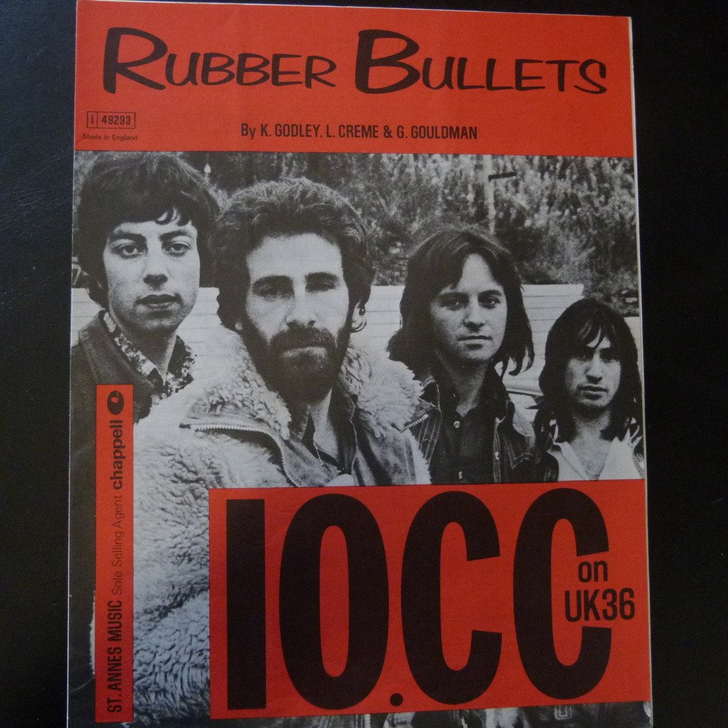 song sheet RUBBER BULLETS 10cc , 1973 Godley, Crème, Gouldman