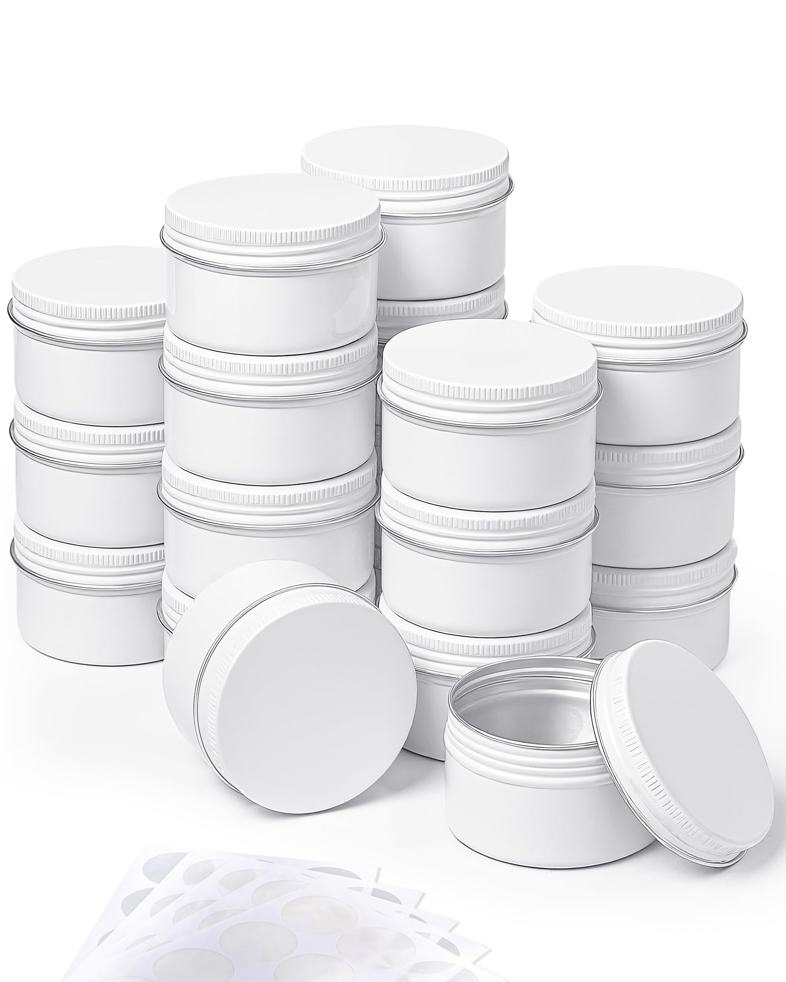 Patelai 36 Pcs 4 oz Metal Round Tins Aluminum Tin Cans,White