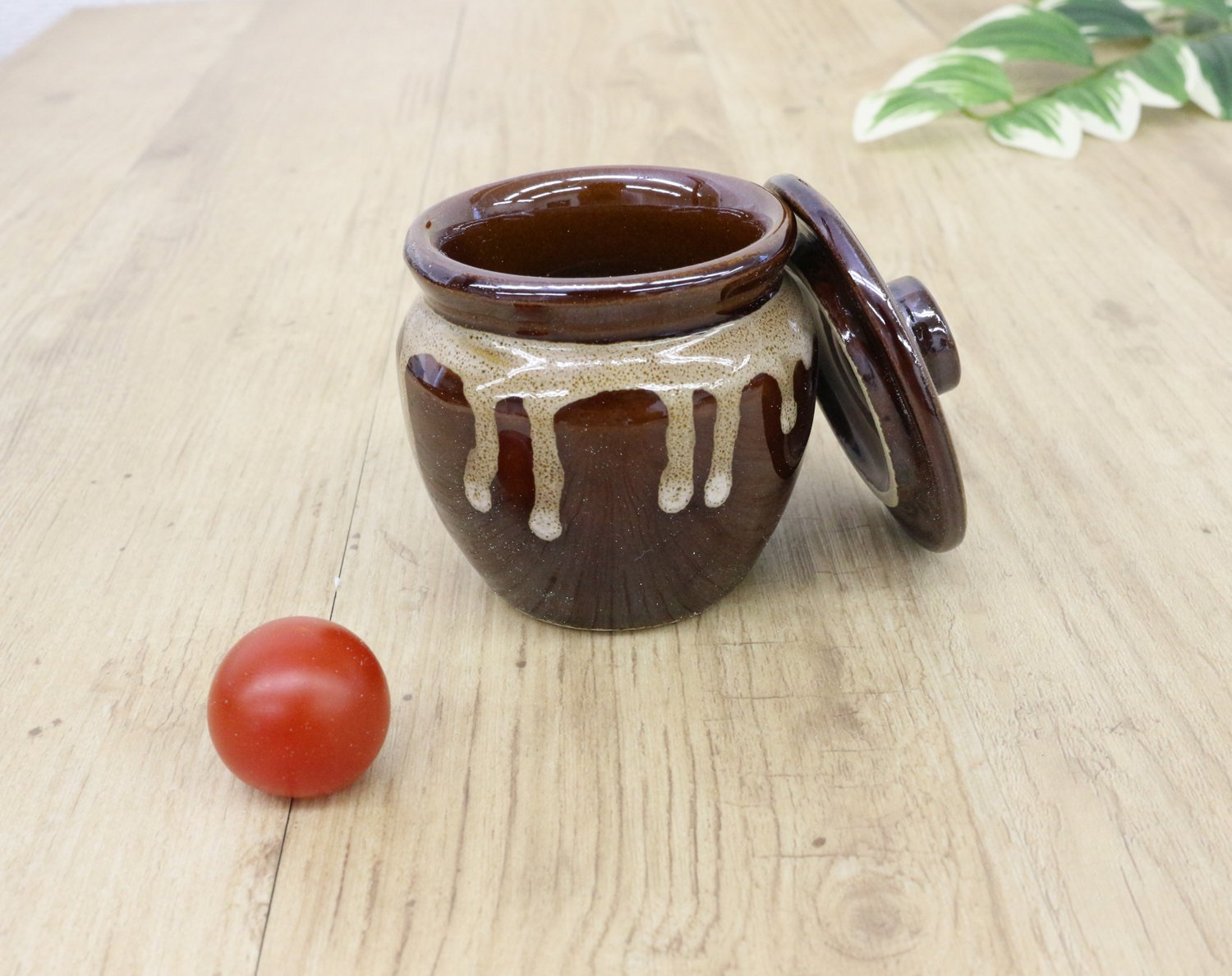 Amazon｜美濃焼 和風カフェシリーズ 【梅干壺】(小)フタ付(サイズ:縦