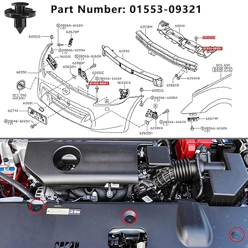 Miniatura 5 de 200 clips de parachoques automotriz, kit de repuesto de remache de nailon para GM Ford Toyota, Honda, Chrysler Nissan, con 30 bridas para cables