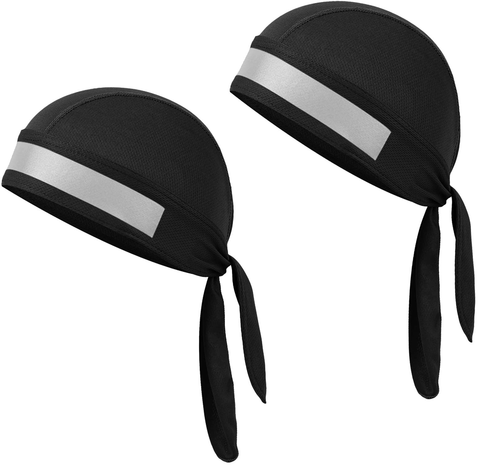 iEasey2PCS Quick Dry Reflective Cycling Skull Cap Sport Cool Bandana Sweat Absorbing Dorag Cap Running Hat Beanie Anti UV Head Wrap Scarf Headwear for Motorcycling Hiking Fishing Swim Cap