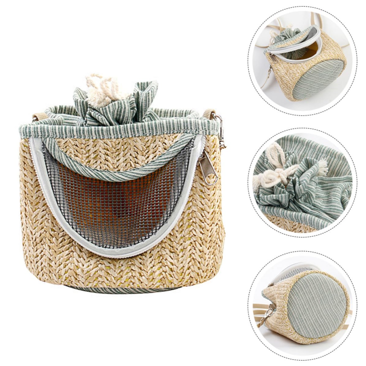 Garneck Paquet de Transport Portable Couleur Aléatoire avec Fermeture Éclair en Paille, Flanelle et Maille pour Petits Animaux pour Hamster et Cochon d'Inde en Voyage
