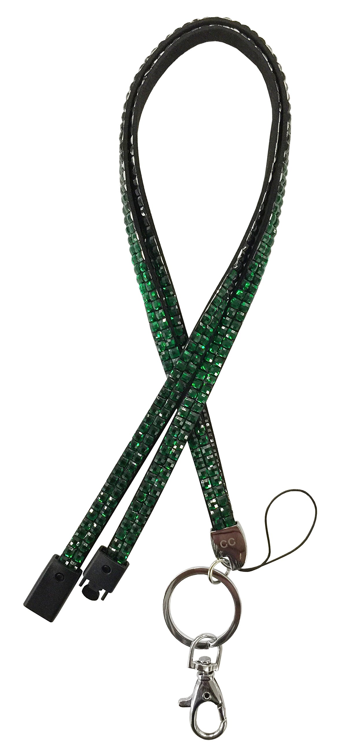 Customcard Green Bling Diamante Rhinestone (Breakaway) Lanyards for ID Card & Key Badge Holder, USB Holder