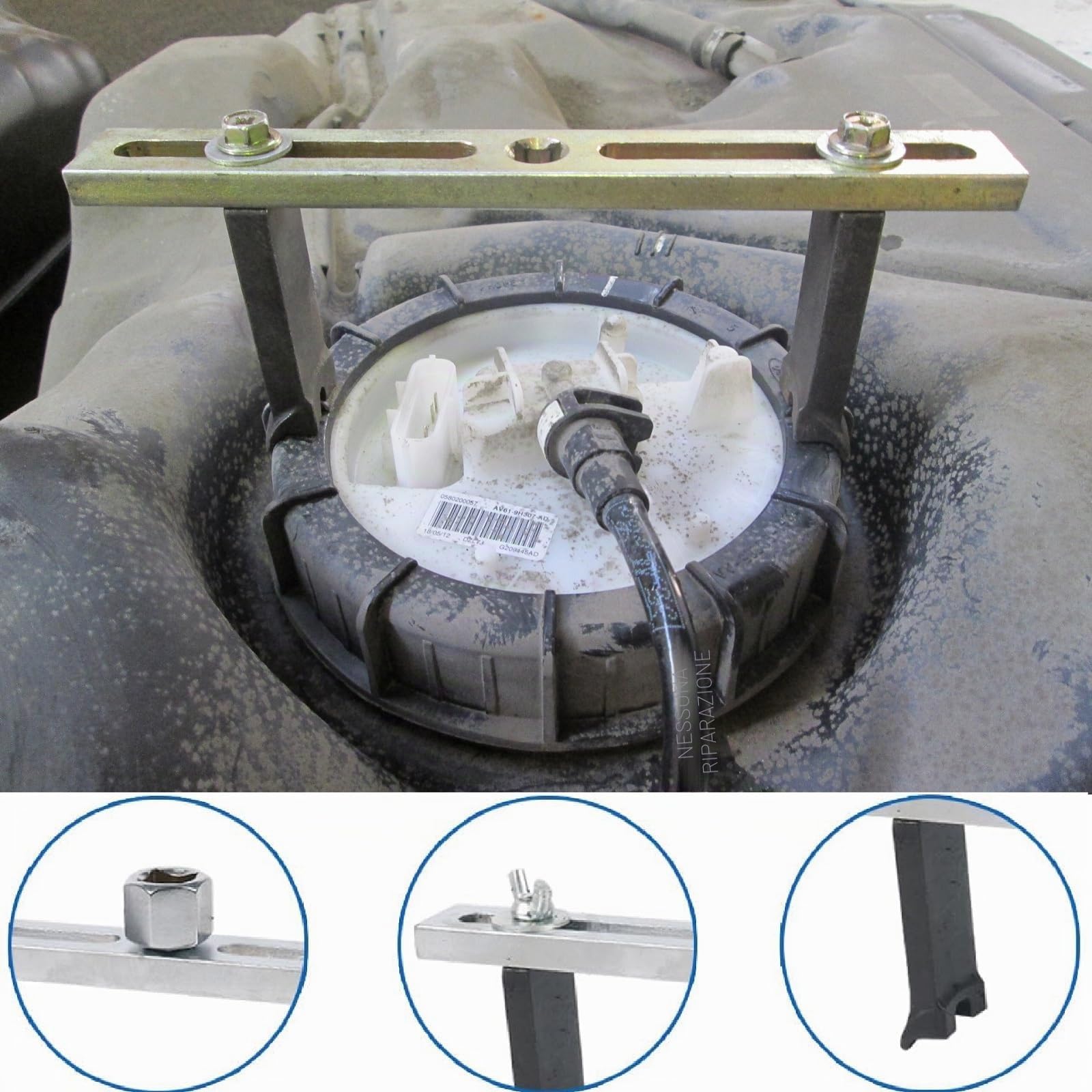 Strumento per La Rimozione Della Pompa Del Carburant,Pompa Di Carburante Coperchio Serbatoio,Rimuovere Strumento Chiave Regolabile,Strumento di Riparazione Auto per Pompa Del Carburante 23-190 mm