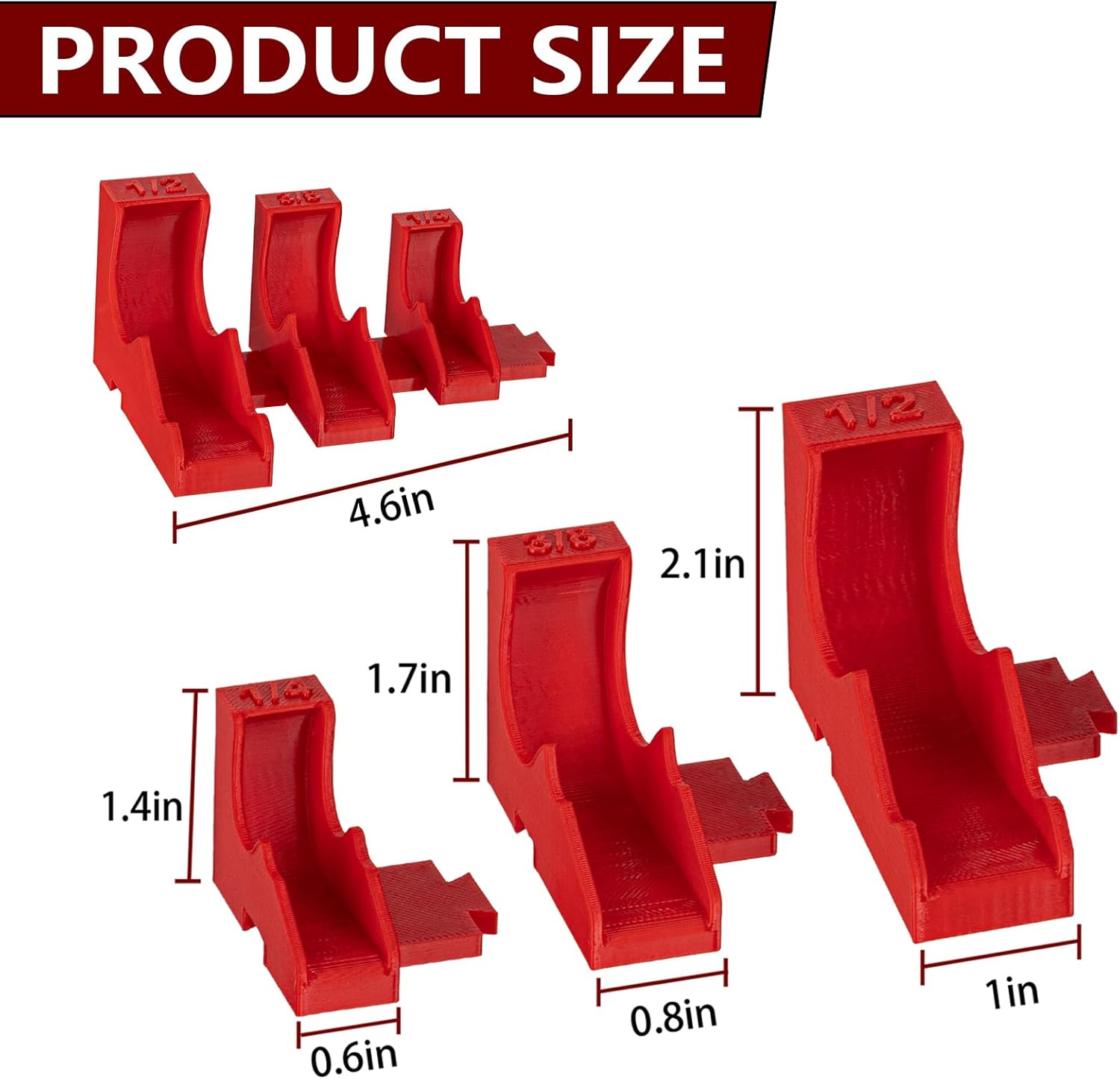 Magnetic Ratchet Organizer 3-Piece Set (1/4", 3/8", 1/2") – Magnetic Ratchet Holder, Strong Magnets & Interlocking Design, for Garage, Workshop (Red)