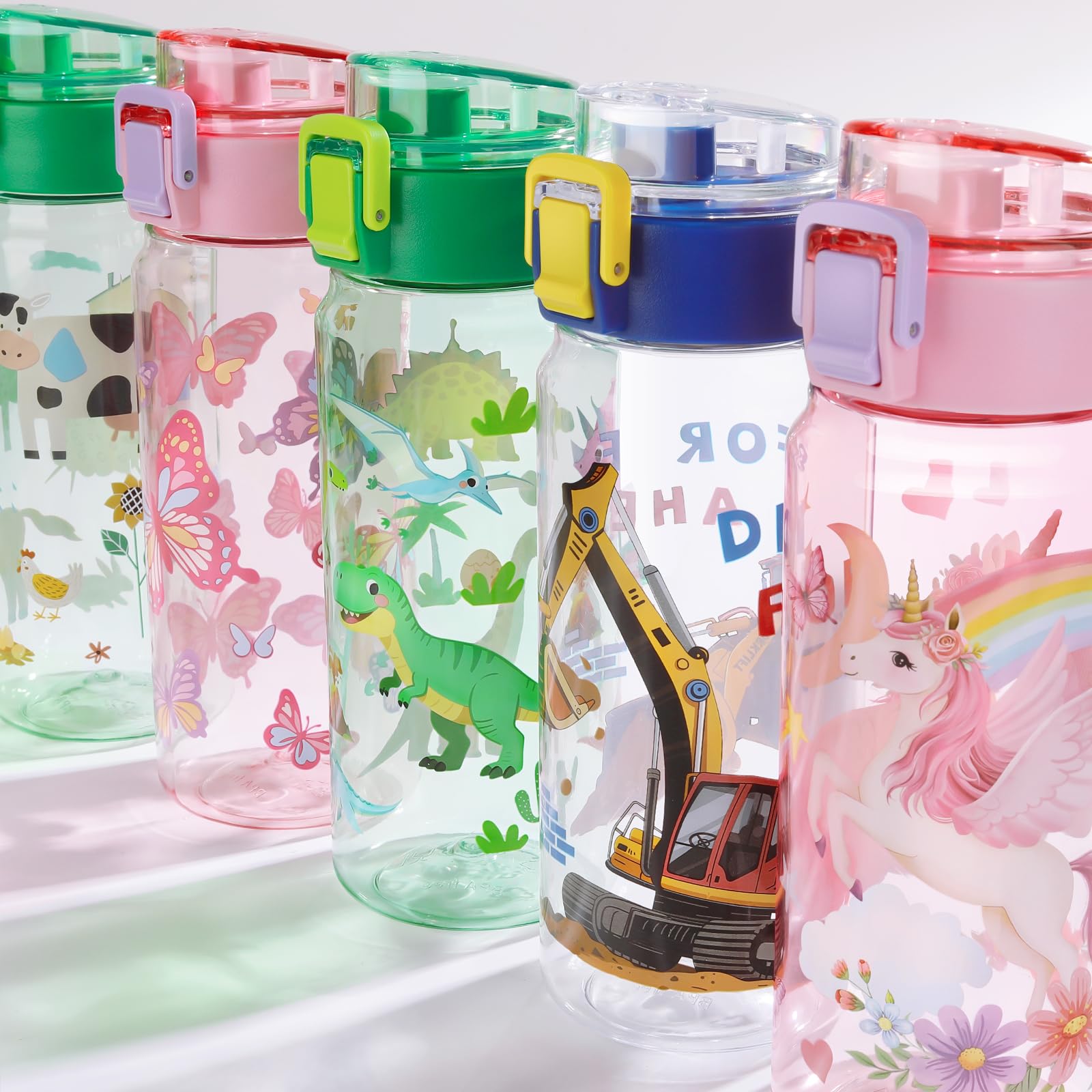 Botella de Agua para Niños 550ml, Cantimplora Infantil con Pajita para Niña Infantil, a Prueba de Fugas, Sin BPA para La Colegio y el Exterior - Ballet