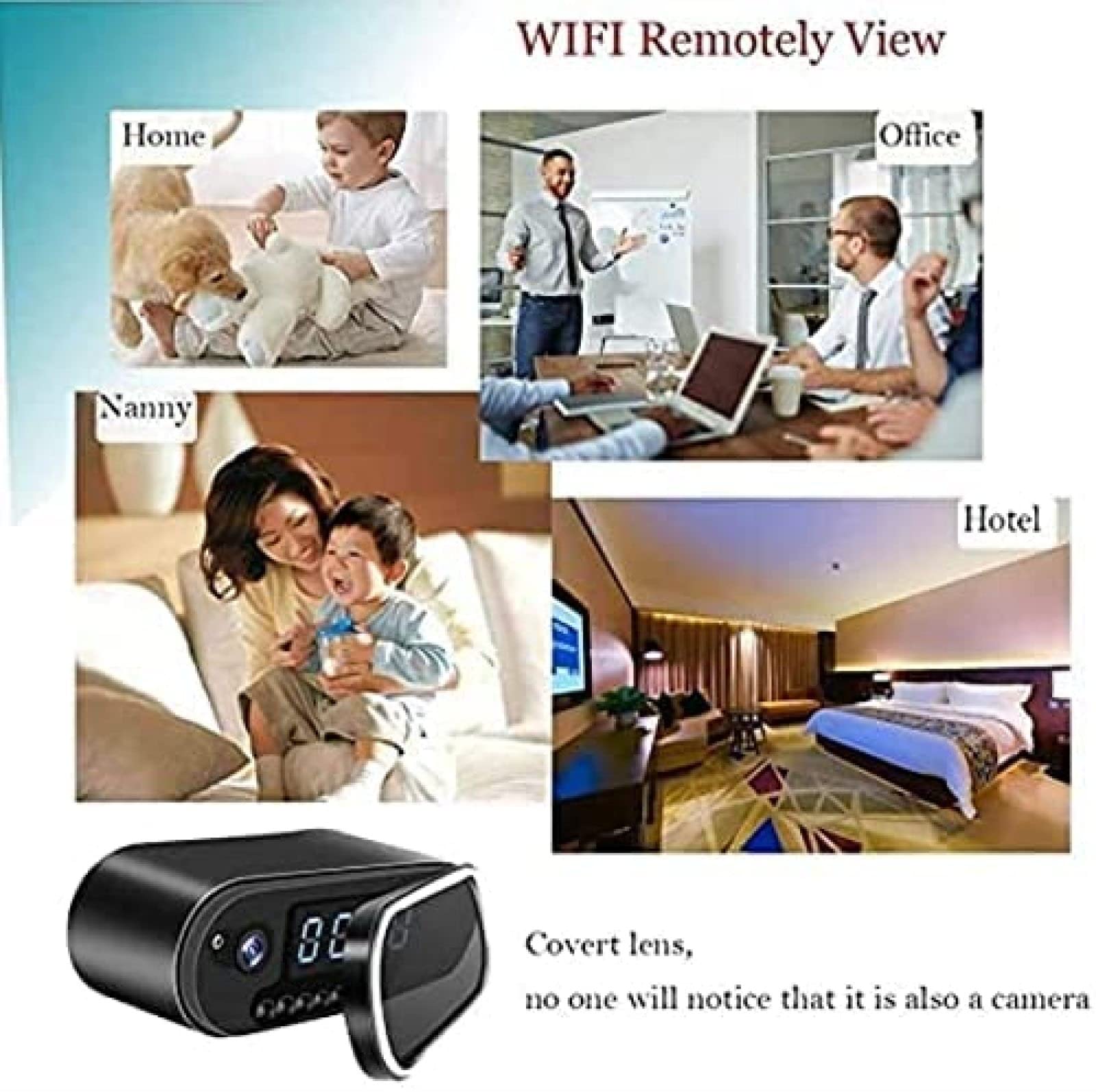 Cámara espía oculta con reloj despertador, Full HD 1080P mini cámara oculta cámara de vigilancia detección de movimiento seguridad niñera cámara grabación de video 58