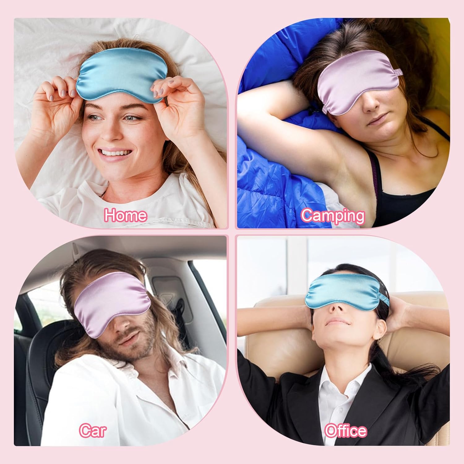 16 Pcs Satin Silk Eye Mask Blackout Sleeping Blindfolds Bulk Smooth Sleep Mask with Adjustable Strap Color Assorted Soft Eye Covers for Women Men Travel Nap Meditation Party Gifts Favors