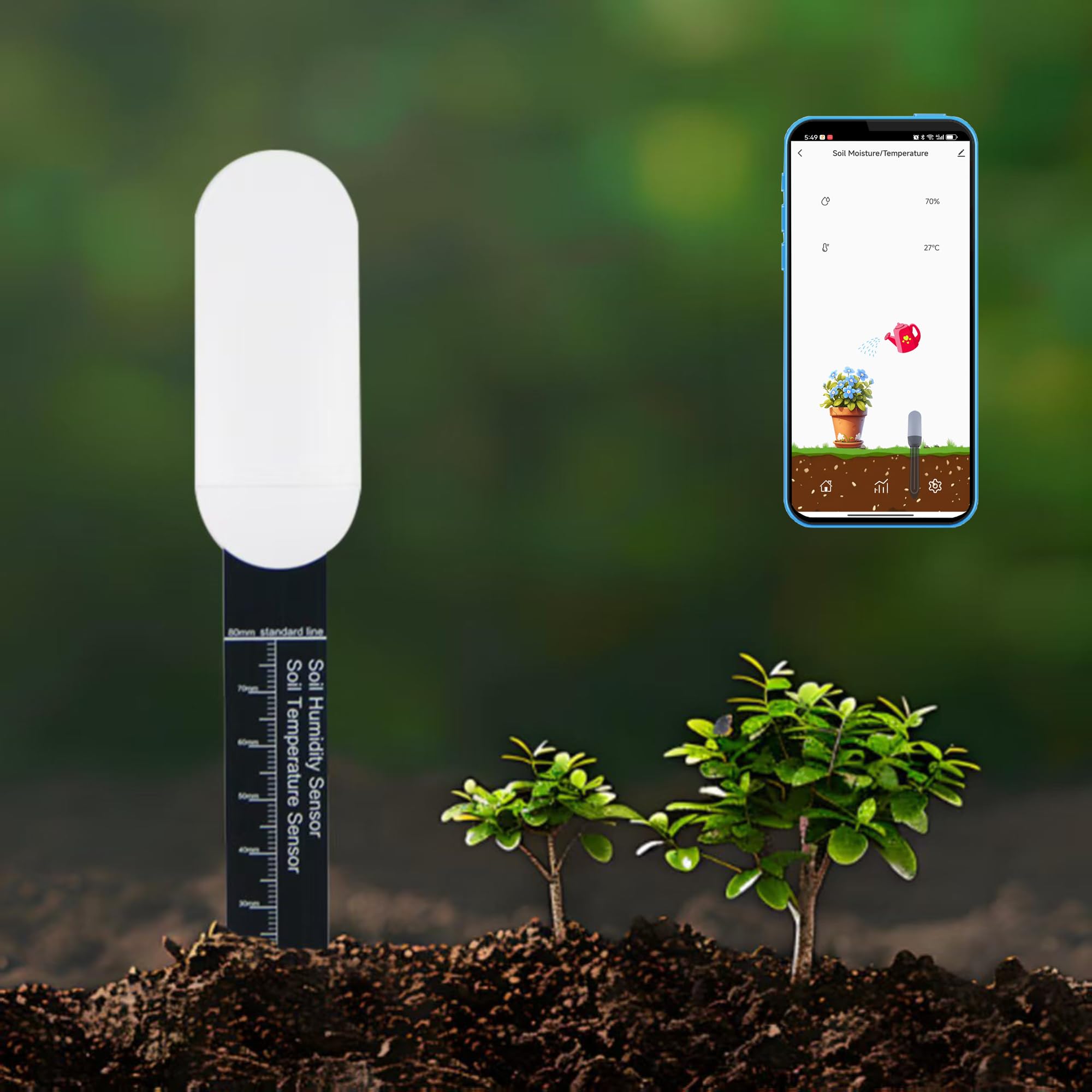 Medidor inteligente de humedad del suelo: probador de suelo Zigbee con sensor de temperatura, medidor de humedad de plantas con control remoto de aplicación y registro histórico, requiere concentrador