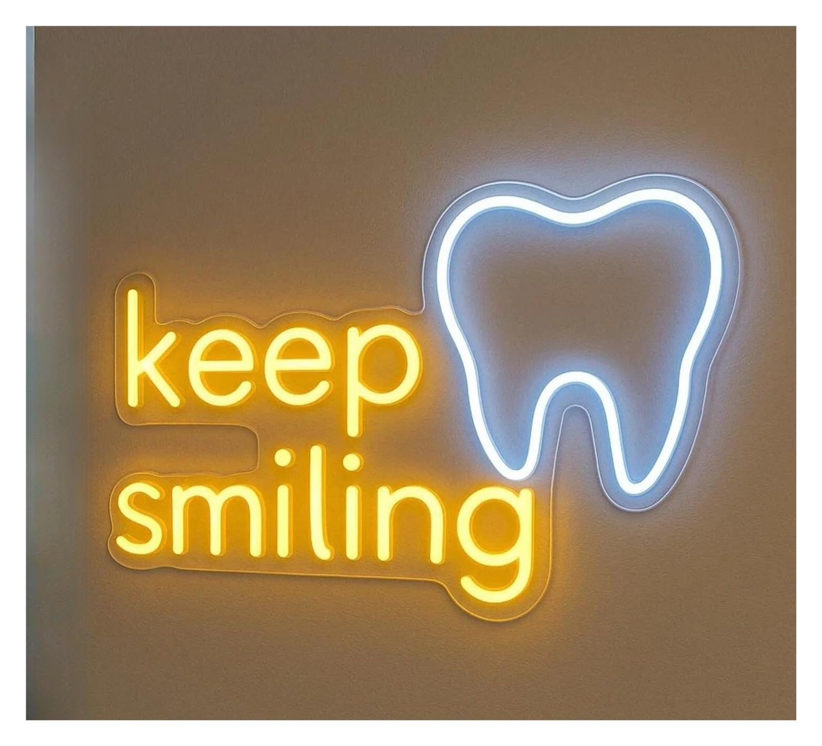 SHOUXI Sign Lamp Keep Smiling Neon Sign Billboards Dentist Office Luminous Decoration Dimmable for Dental Clinic Cosmetic Agency Decor(B)