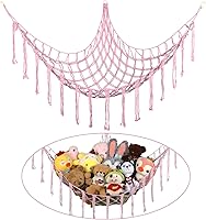 Vista 9 de Hamaca Esquinera para Animales de Peluche, Red Grande Tejida a Mano para Hamaca de Juguetes de Peluche con Anillos de Madera Almacenamiento Boho
