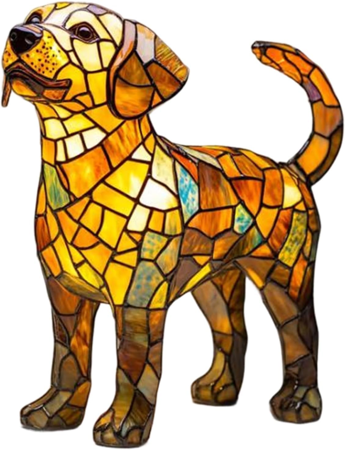 Dog Series Art Night Light, Retro Colorful Resin Dog Shaped Tabletop Night Light, Cute Animals Sculpture LED Lamp, 3D Table Lamp for Home Decor, Fun Present for Dogs Lovers (I)