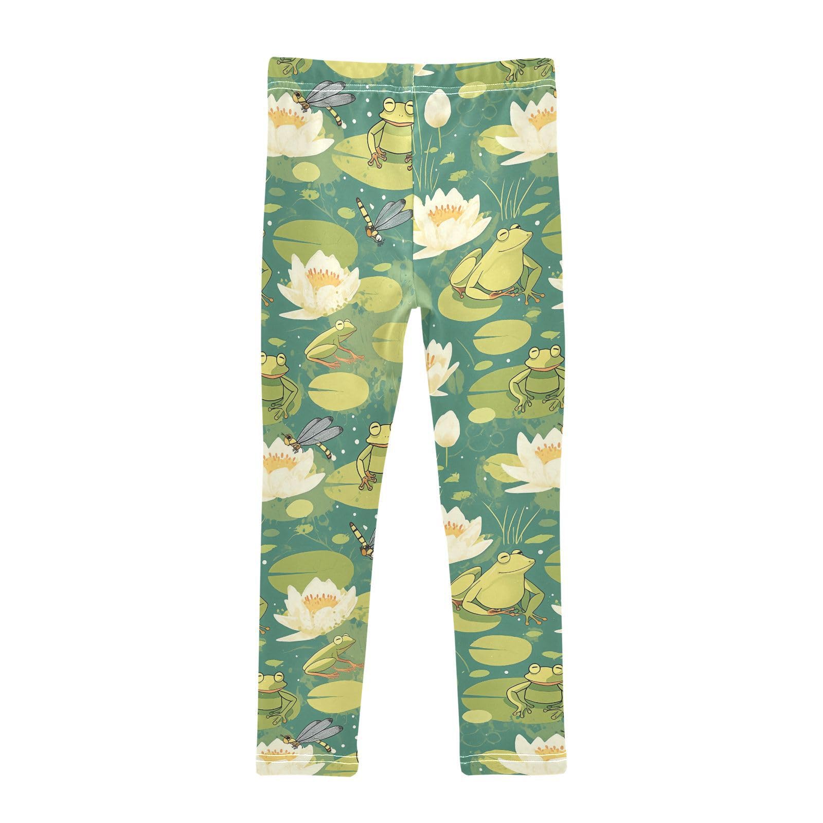 Frogs Dragonflies Girls' Leggings Toddler Doodles Lily Pads Kids Yoga Pants Dance Active Tights 7-8T Multi