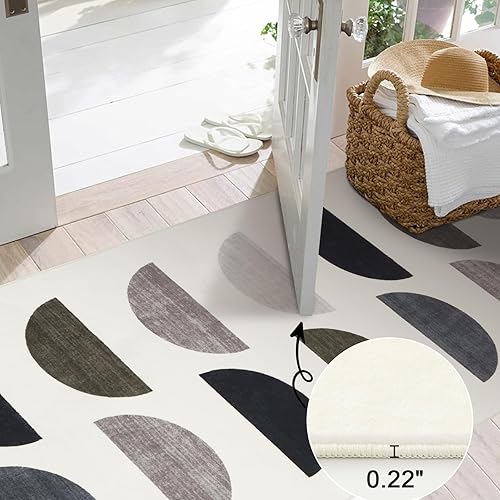Miniatura 4 de Lahome Alfombra bohemia para pasillo, alfombra suave de 2 x 8 pies, antideslizante, lavable, moderna alfombra de pasillo de baño plegable para