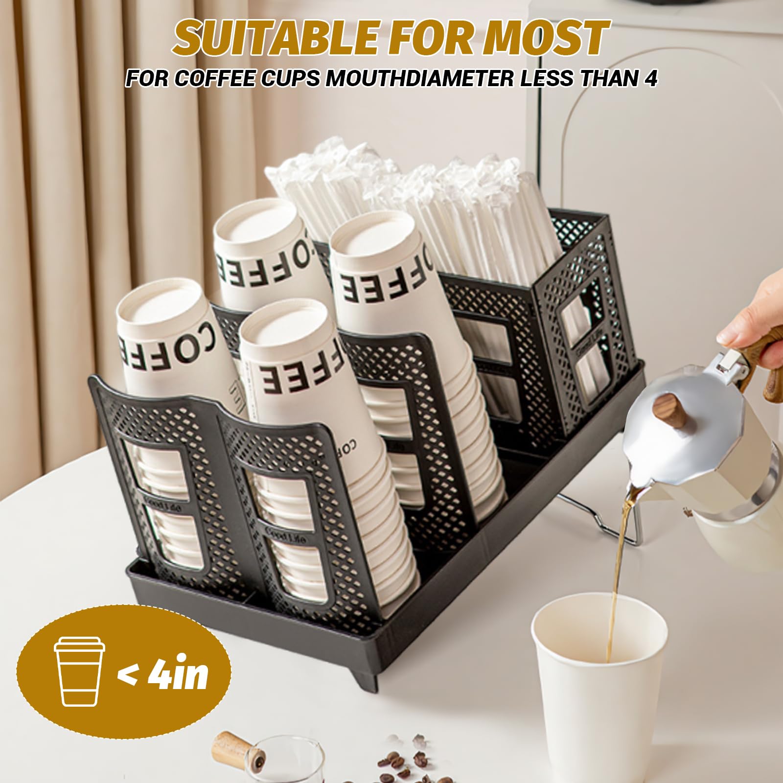 6 Scomparti Porta Bicchierini Caffe, Supporto per Bicchieri Di Carta Con 6 Scomparti, Organizer Da Caffetteria Verticale Scomparti per Stazione Di Caffè, Bar, Ufficio