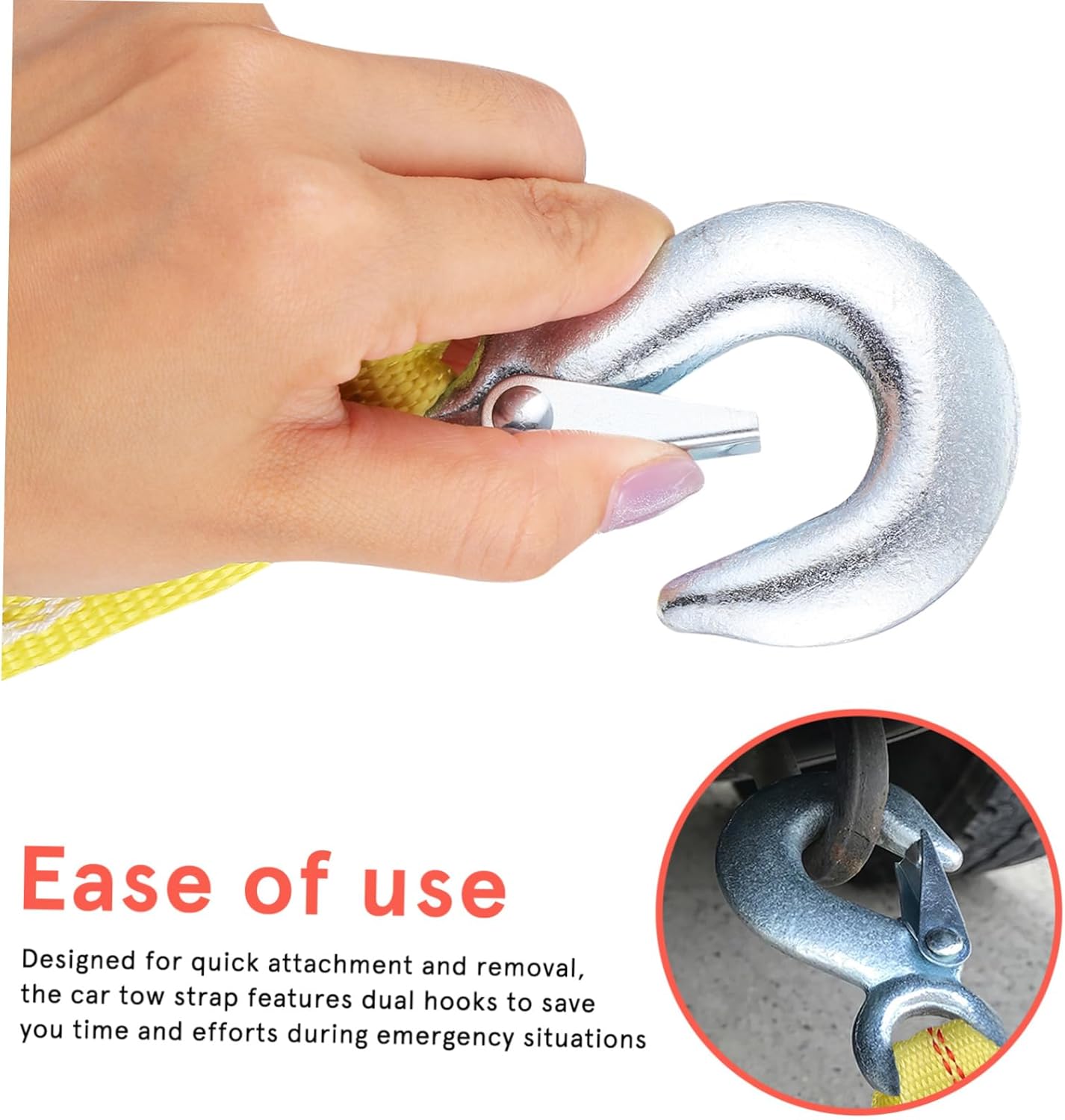 6M Car Towing Strap Rope Heavy Duty Vehicle Safety Cable with Dual Hooks for Quick Attachment Tow Strap for Trucks Boats
