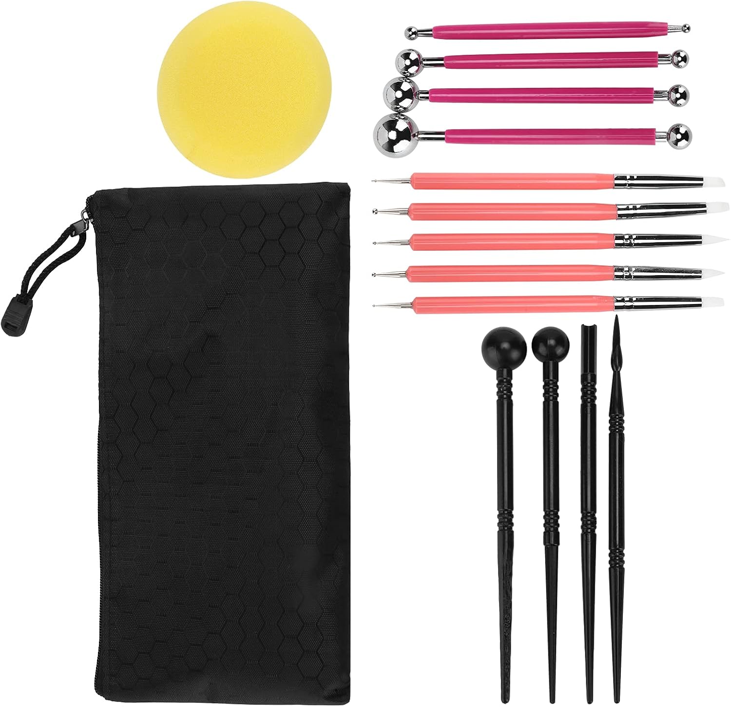 Polymer Clay Tools, Acrylic Metal Plastic Clay Modeling Tools Clay Sculpting Tools with Storage Bag for Clay, Pottery, Sculpture