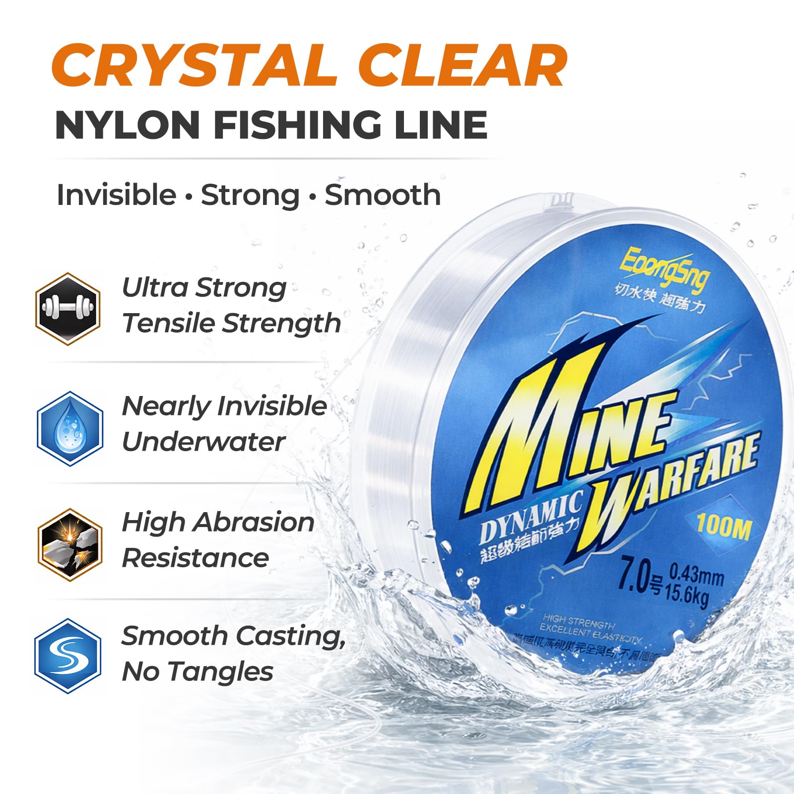 Cable de pesca de nailon transparente