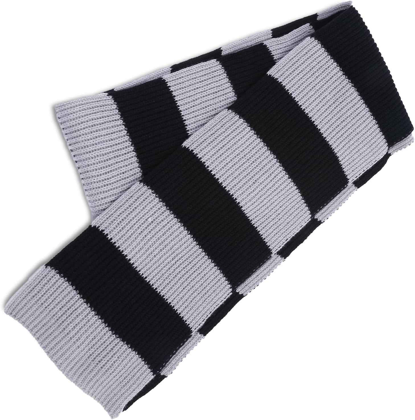 Black and Grey/White Striped Scarf for Men,Thick Mens Scarves,Winter Mens Chunky Knitted Scarfs,Gru Scarf