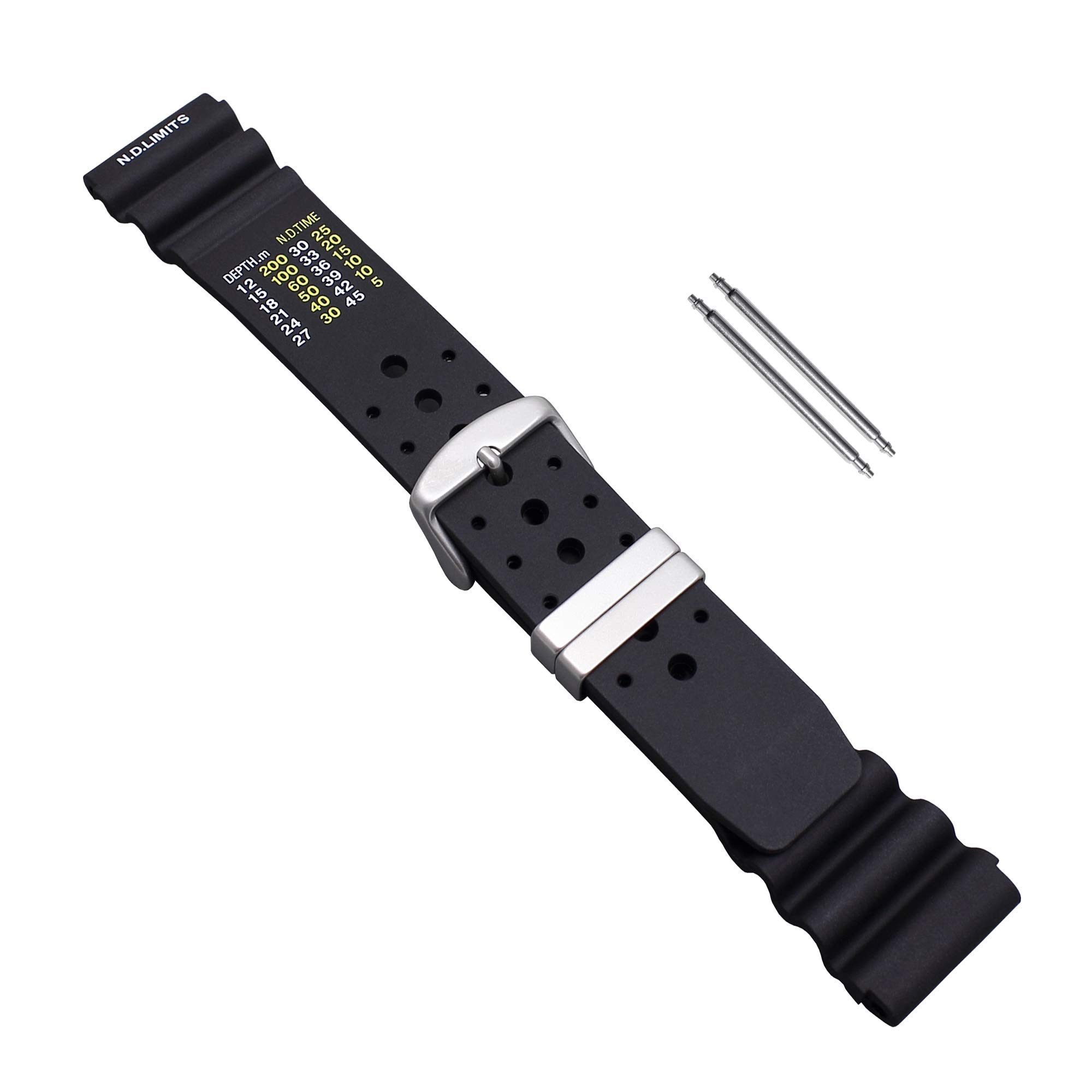 Unisex Uhrenarmband Taucher-PU Kunststoffband 18, 20, 22, 24mm Schwarz ND Limits Typ Set 10500