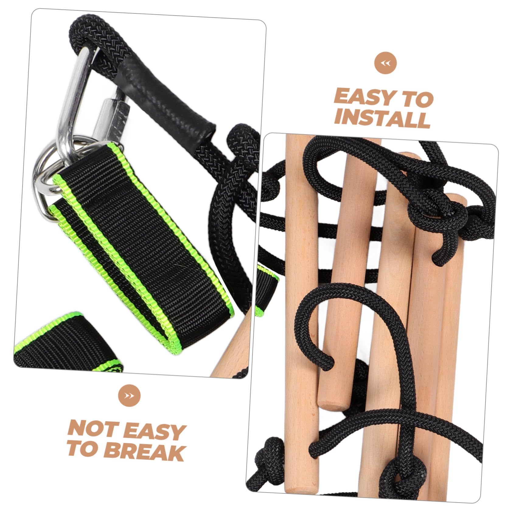 HOOTNEE Wooden Climbing Frame Boys and Girls Outdoor Playset Soft Rope Ladder Easy Assembly Polyester Wood Construction