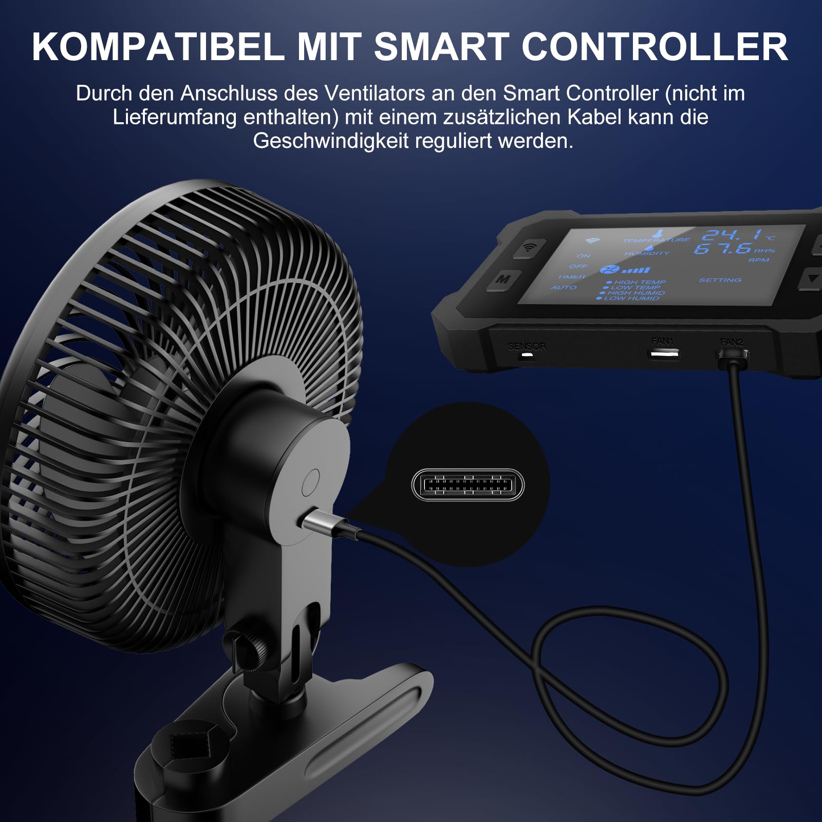 FanGoFast Ventilateur Clipable 10W, Ventilateur de Culture avec Clip, EC Moteurs Manuelle Oscillation, 10 Vitesses, Silencieux Oscillant pour Tente de Culture