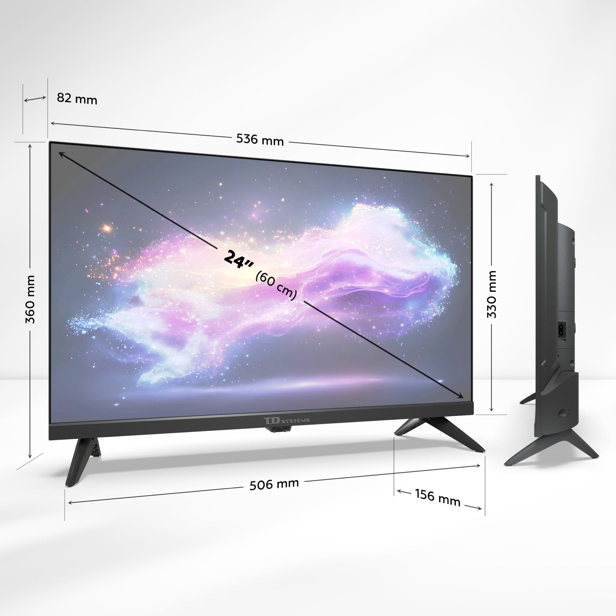 TD Systems - Televisor 24 Pulgadas no Smart TV, televisión TDT 2025, televisores con 3 años de garantía, 2X HDMI, USB Reproductor y Grabador - PRIME24K21H
