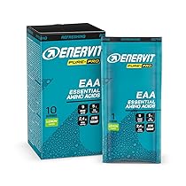Enervit Pure-Pro Integratore di Aminoacidi Essenziali in Polvere, 5g EAA per Dose, 2.4g BCAA, Vitamine B6 e B12, Plant-Based, Riduzione Stanchezza, Durante e Post Workout, Vegan, 10 Bustine da 10g