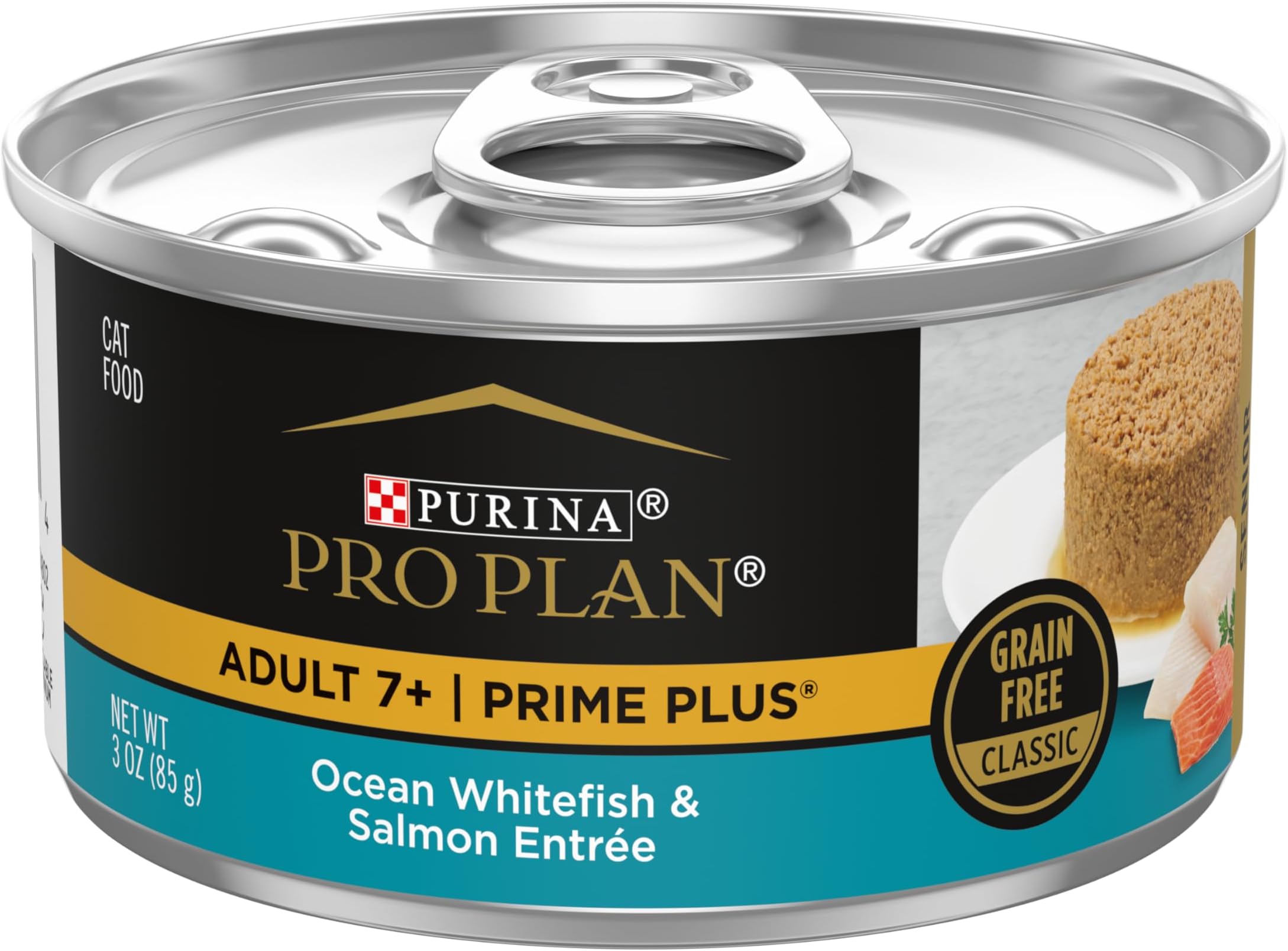 Senior Cat Food Wet Pate, Ocean Whitefish and Salmon Entree - (Pack of 24) 3 oz. Pull-Top Cans
