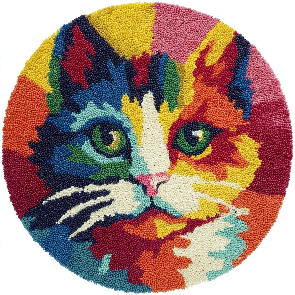 Latch Hook Craft Kit Rug Cat 50X50Cm