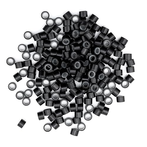 Hairro Micro Link Beads - 200 piezas de 0.236 in con forro de silicona micro anillos para extensiones de cabello humano, extensiones de plumas,