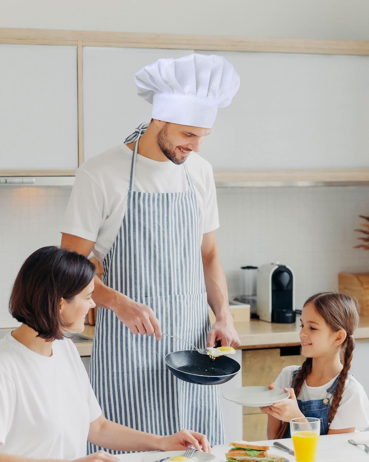 Geyoga 12 Pcs Chef Hat Adult Adjustable Elastic Tall Baker Hat for Cooking Kitchen Cap Uniform for Men Women Christmas