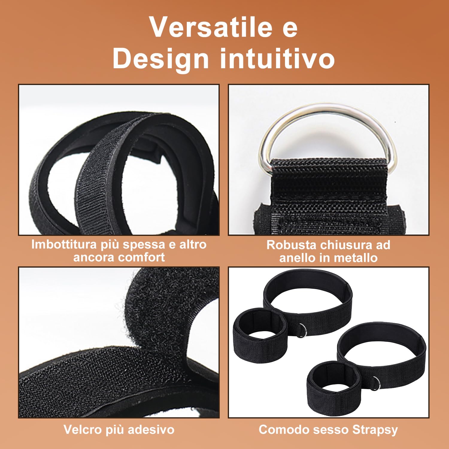 Manette in Modello Nero, Progettato Appositamente Per Le Coppie, Completo Regolabile, Adatto Sia Per Lui Che Per Lei Kit Accessorio Uomo Donna (nero)