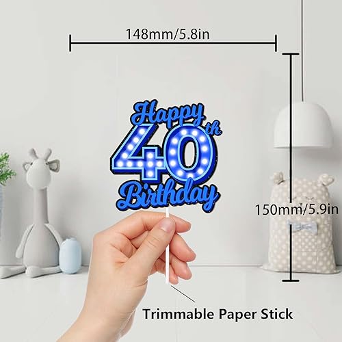 Miniatura 58 de Blue Glitter Happy Birthday 15th Cake Topper Let’s Glow Crazy Party Theme Decoration Supplies Boys Girls Happy Birthday 15 Anniversary Party Decor