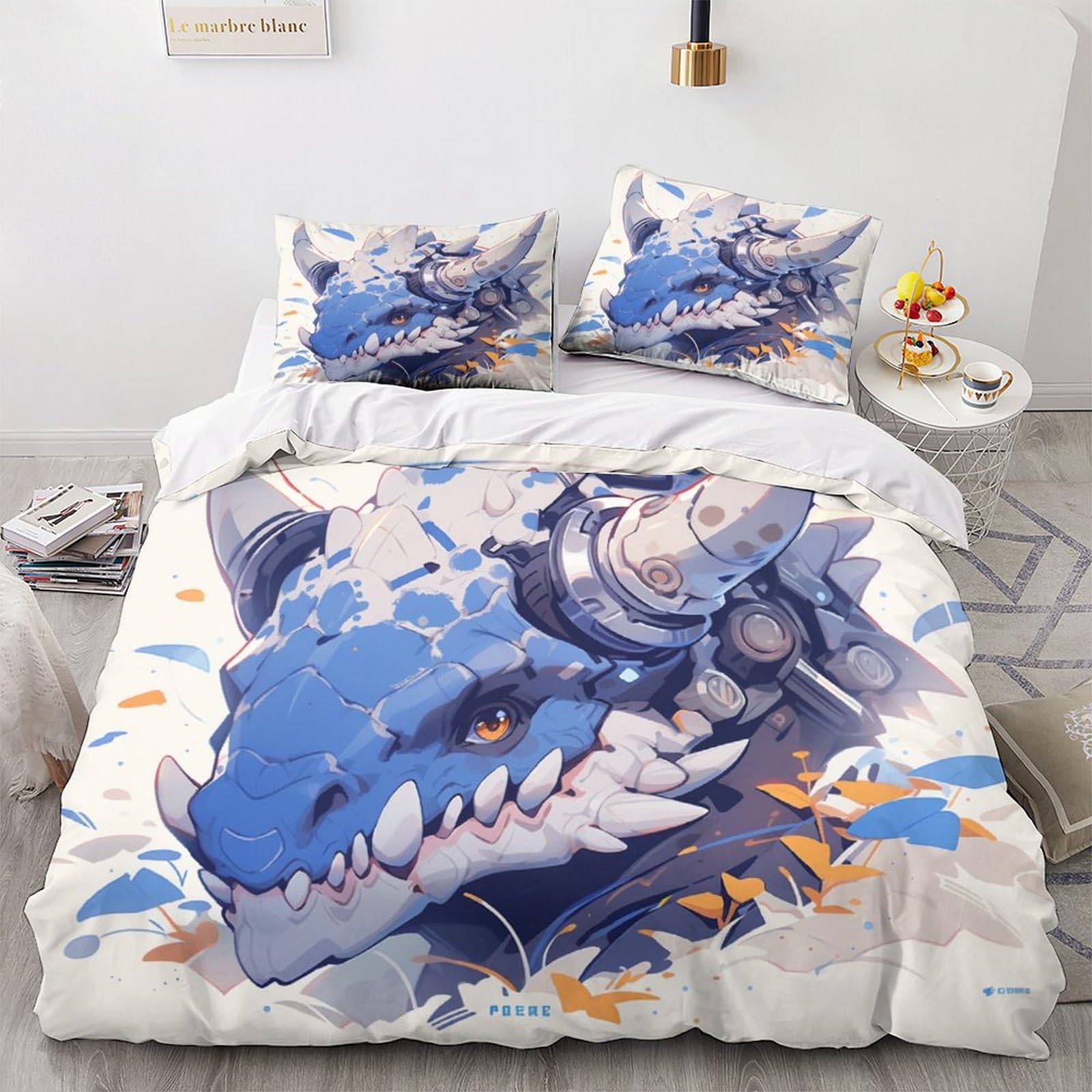 Housse de couette Tricératops 3D haut de gamme King 220x240 en microfibre d'animal majestueux