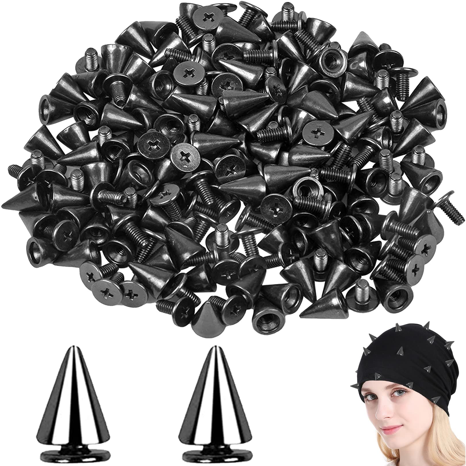 50Pcs Metal Cone Spikes Screwback Studs,7 * 10mm Metal Screwback Studs Screw Back Cone Studs,Spikes Rivets,Metallic Screw Cone Spikes Rivets for Clothing Shoes Wristbands Leathercrafts Decoration