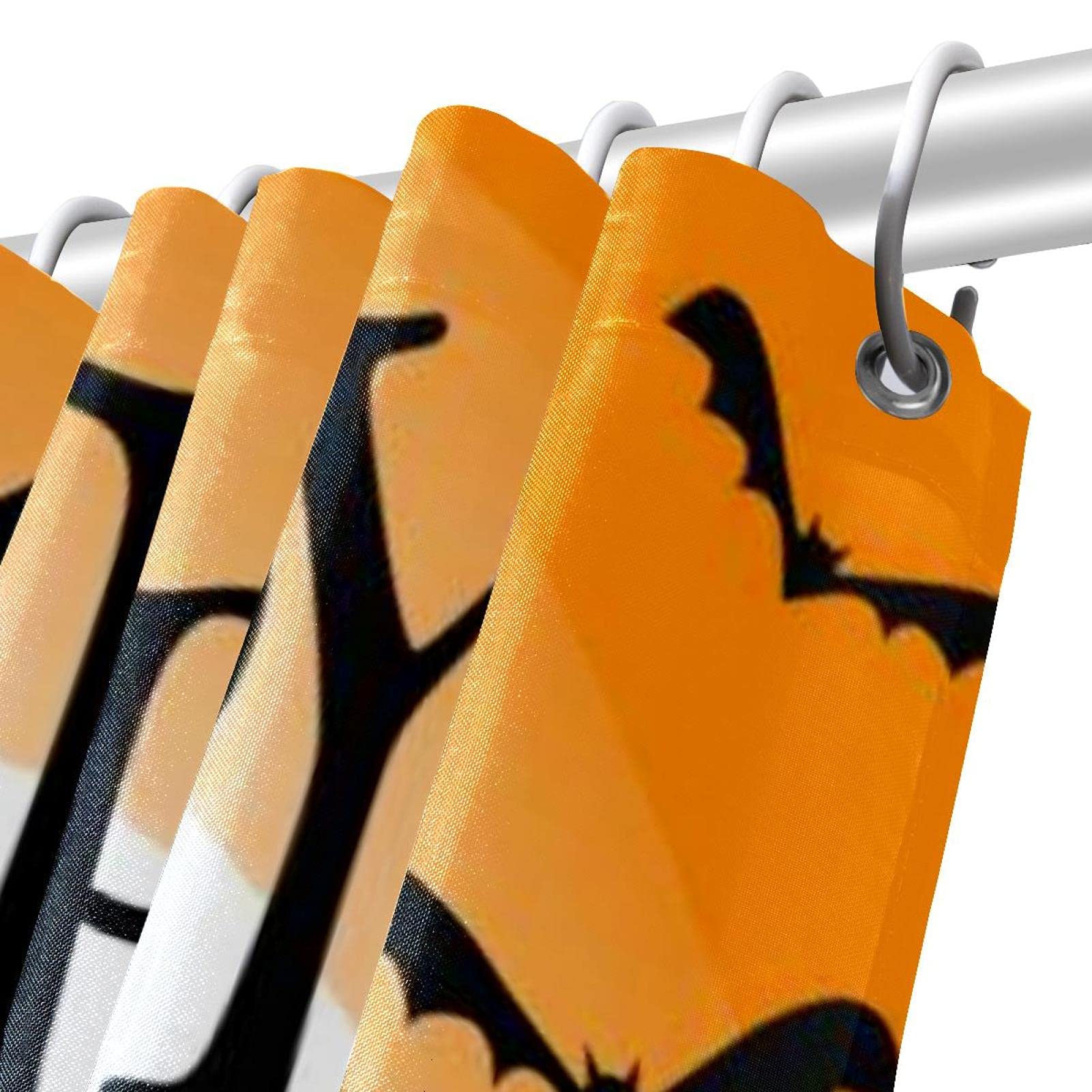 Tenda Da Doccia Avezano Halloween – Foresta Incantata Con Strega, Zucca E Cimitero – 180x180 Cm Con 12 Ganci – Poliestere Impermeabile - 2