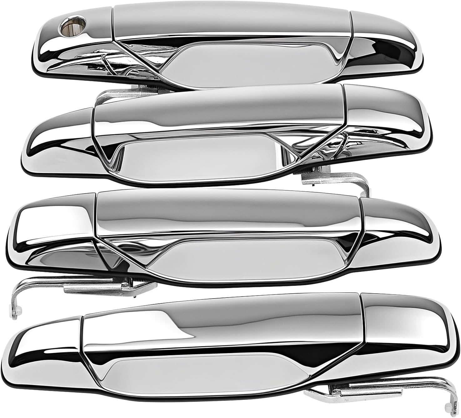 TOP-MAX Exterior Chrome Door Handle Compatible with 2007-2014 Chevy Silverado Tahoe Suburban Avalanche, 4Pcs Front Rear Driver Passenger Side Door Handle for GMC Sierra Yukon Cadillac Escalade
