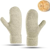 Bototack Winter Mittens for Women & Men - Warm Fleece Lined Stretchy Knit Thermal Snow Gloves Cold Weather