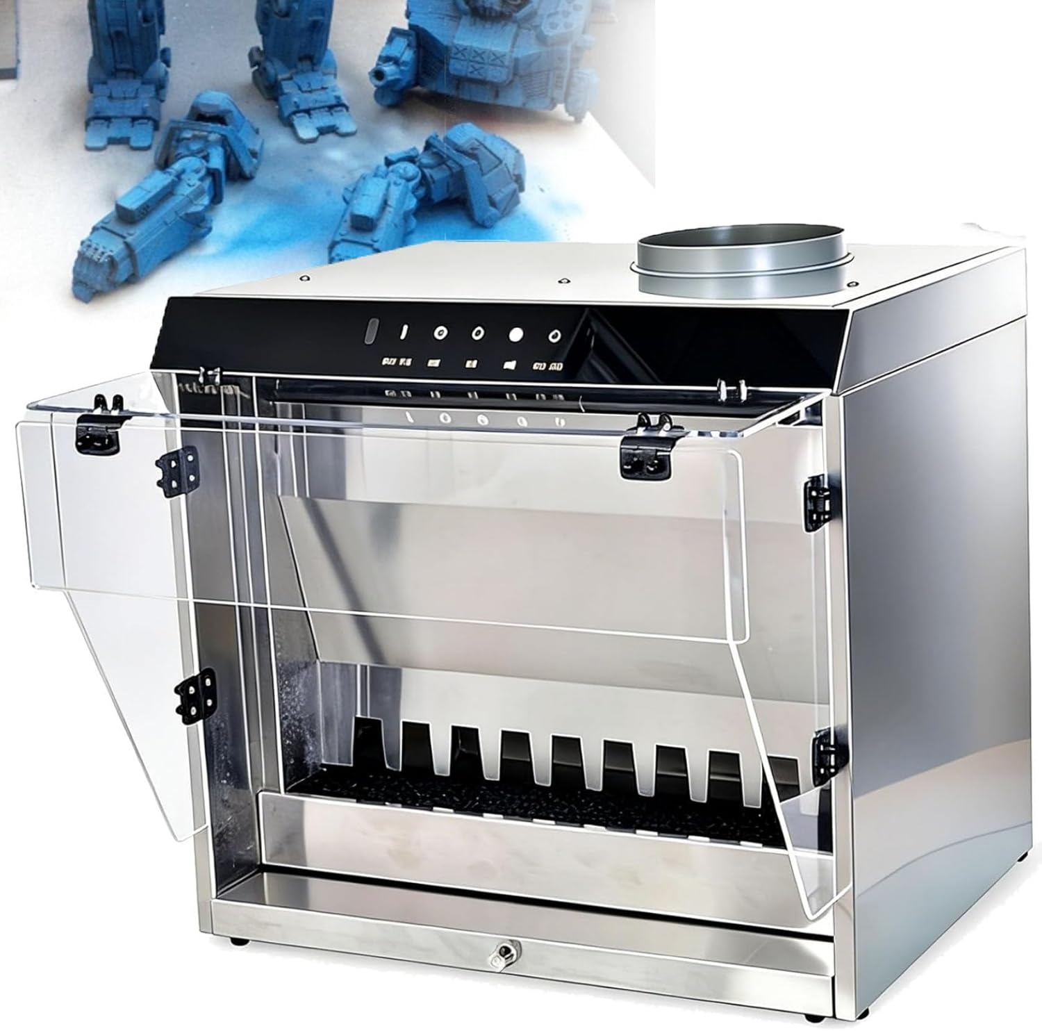 Intelligent Waterfall Airbrush Spray Booth, Airbrush Booth for Craft Tables, Model Paint Booth with Exhaust Fans, for Airbrushing with 3xled Light, 2200 L/H Flow for Model,Shoes Painting