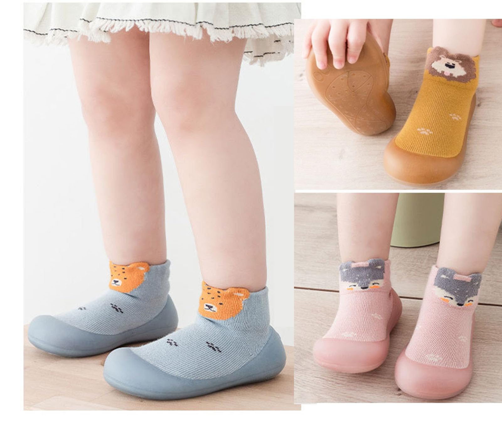 Aggroot Scarpe Calzino per Bambini Scarpe Primi Passi Antiscivolo Calzini Bambino Pantofole Bambino Unisex Scarpe Bambino con Cartone Animato