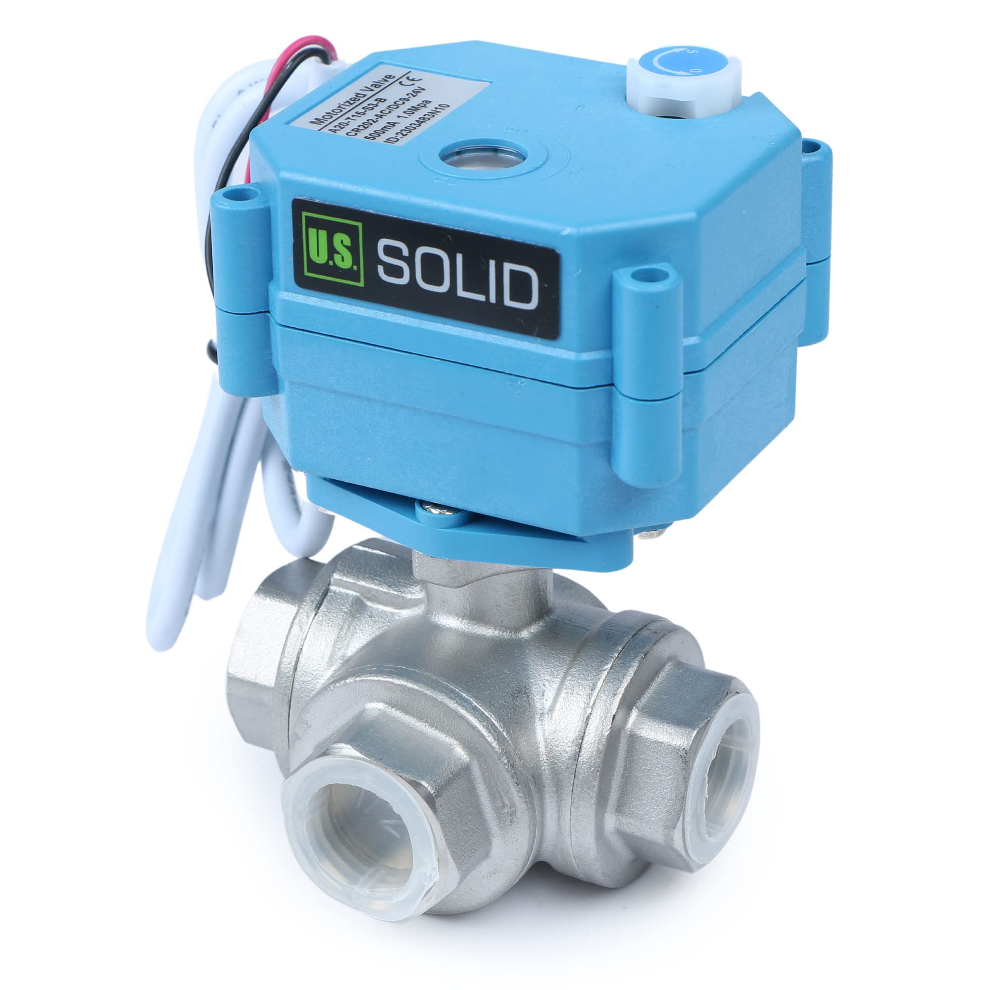 Electric 3 Way Motorized Ball Valve, Heavy Duty Multipurpose L Type Water Shutoff Valve, 3 Way Valve with Manual Function - Image 3